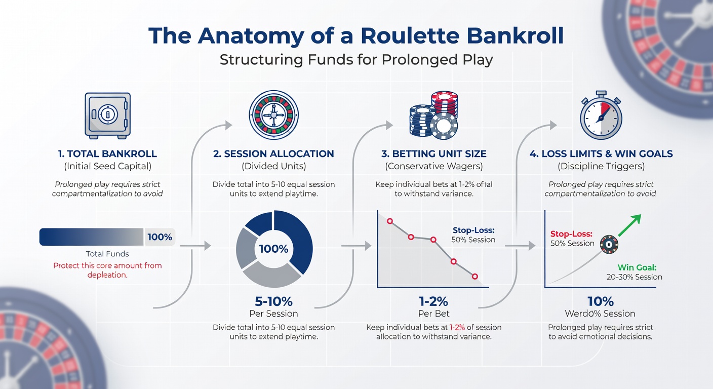 Chart depicting roulette bankroll variance over multiple sessions, with lines showing structured vs. unstructured play outcomes