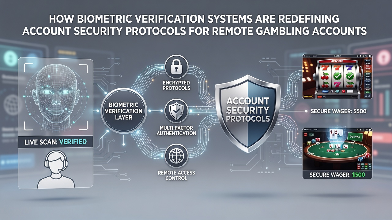 Secure mobile biometric login interface for online casino account access