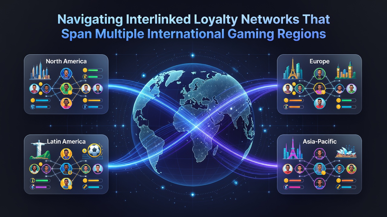 Map showing loyalty program connections across international casino regions