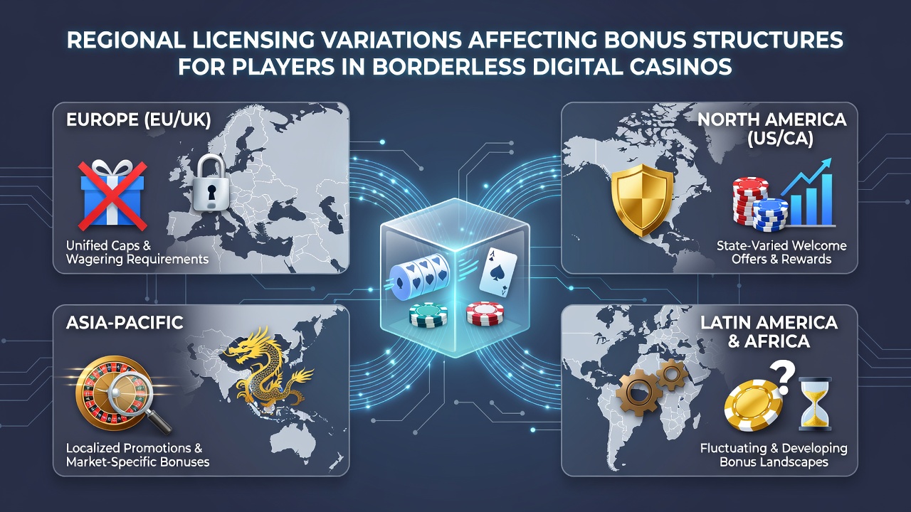 Comparison chart of bonus terms under different regional casino licenses